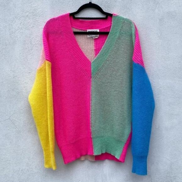 ESSENTIEL Antwerp $355 Vivar Colorblock V Neck Sweater Made In Italy XS US2 NWOT - Picture 11 of 14